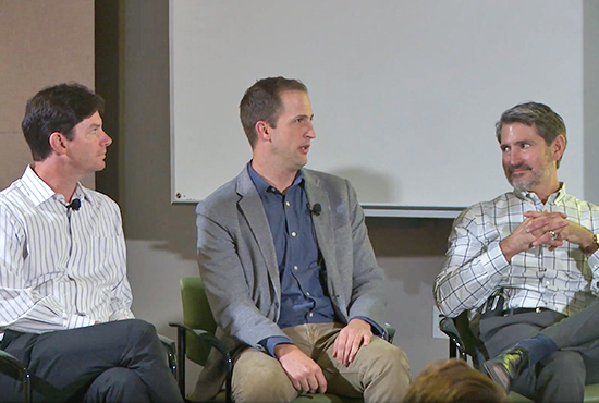 panel discussion with three presenters